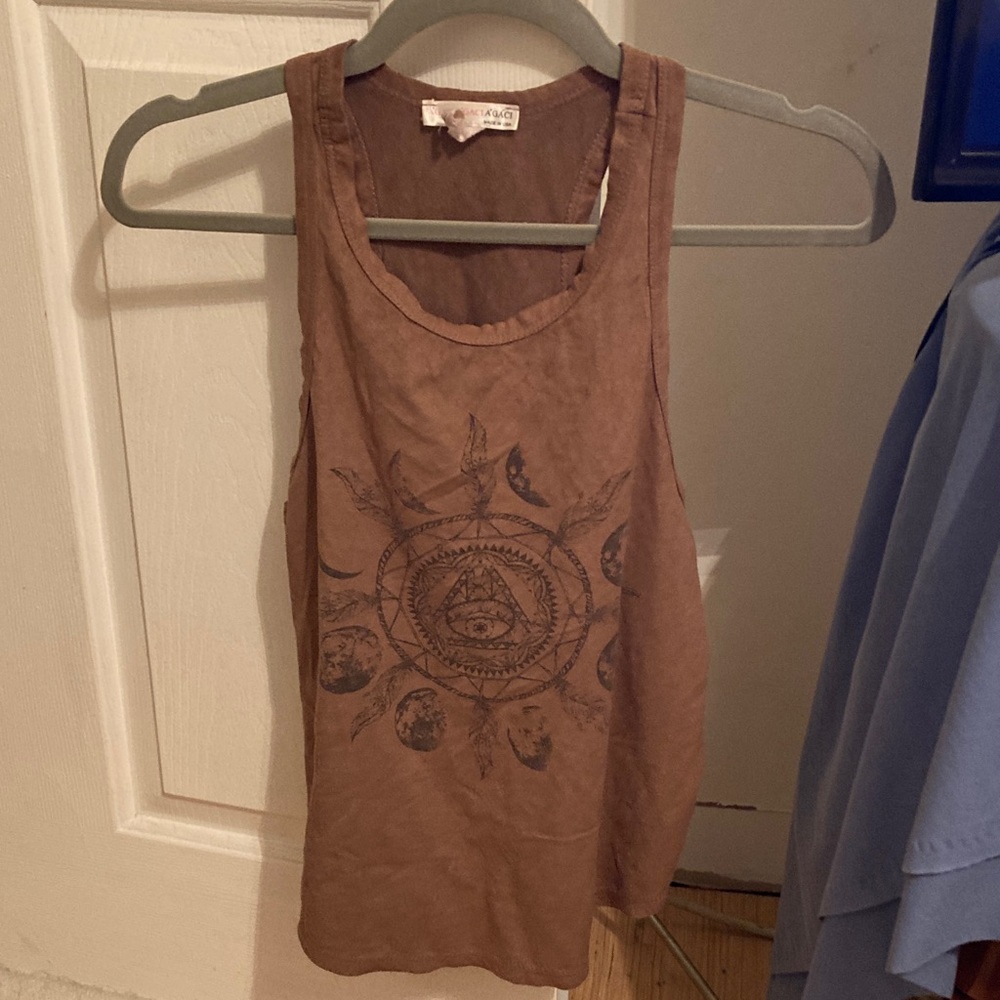 Earthy Brown Graphic Tank Top